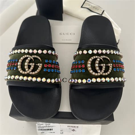 gucci slides with crystals|gucci crystal perfume.